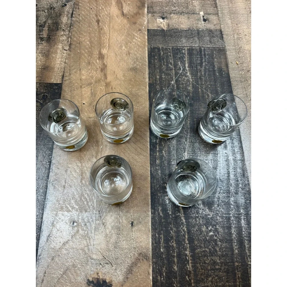 Royal Brierley Vintage Shot Glasses Set of 6 Germany Clear with Smoke Seal Crest